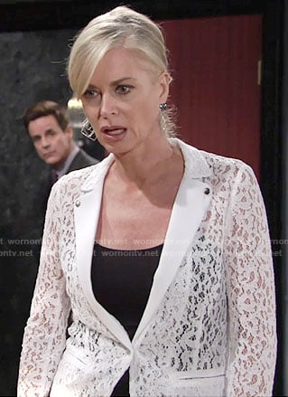 Ashley’s white lace blazer on The Young and the Restless