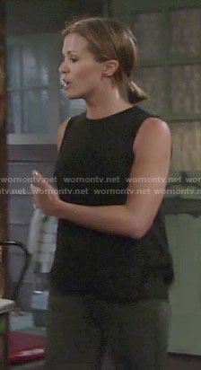 Chelsea’s black sleeveless top on The Young and the Restless