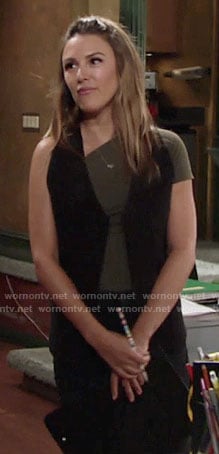 Chloe’s green asymmetrical tee on The Young and the Restless