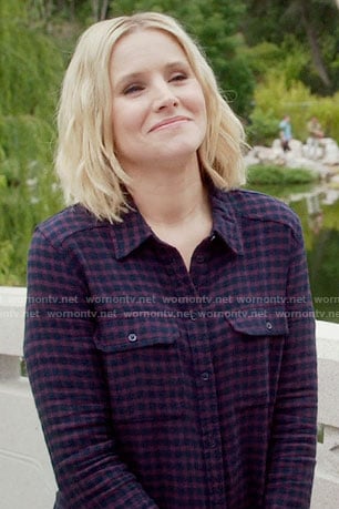 Eleanor’s navy and purple checked shirt on The Good Place
