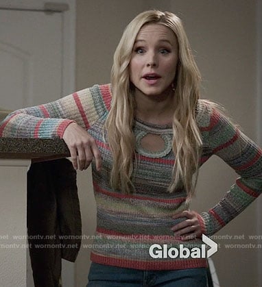 Eleanor’s striped keyhole sweater on The Good Place