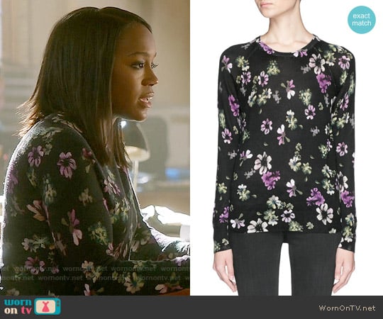 Equipment Sloan Floral Cashmere Sweater worn by Michaela Pratt (Aja Naomi King) on How to Get Away with Murder