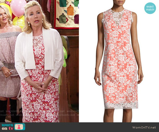 Erin Fetherston Sleeveless Lace-Overlay Cocktail Dress worn by Nikki Reed Newman (Melody Thomas-Scott) on The Young and the Restless