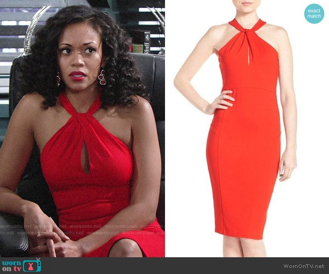 Felicity & Coco Halter Neck Midi Dress worn by Hilary Curtis (Mishael Morgan) on The Young and the Restless