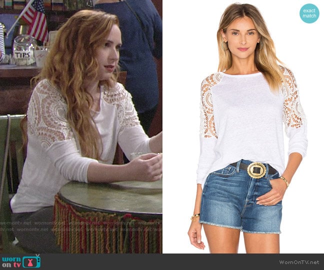 Generation Love Veronica Linen Top worn by Mariah Copeland (Camryn Grimes) on The Young and the Restless