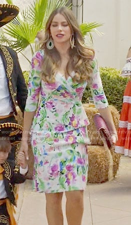 Gloria's pink and green floral dress on Modern Family