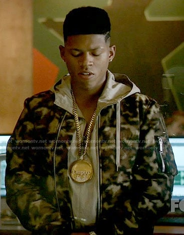 Hakeem's camouflage jacket on Empire