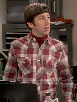 Howard's red buffalo check shirt on The Big Bang Theory