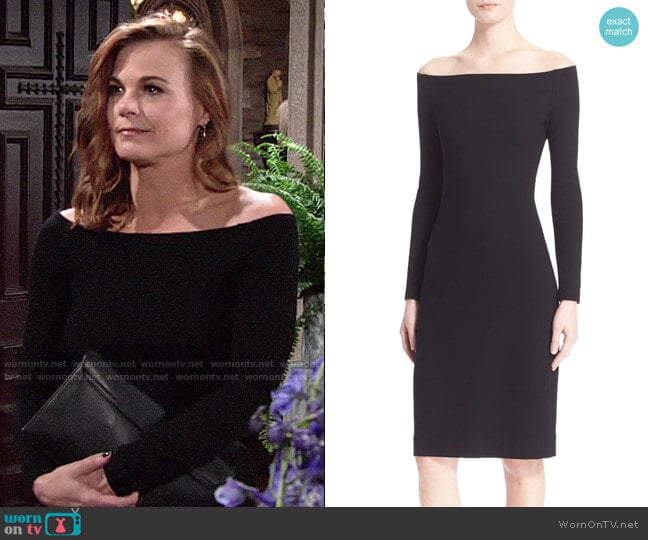 L'Agence Off the Shoulder Sheath Dress worn by Phyllis Newman (Gina Tognoni) on The Young and the Restless