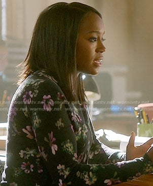 Michaela’s black floral sweater on How to Get Away with Murder