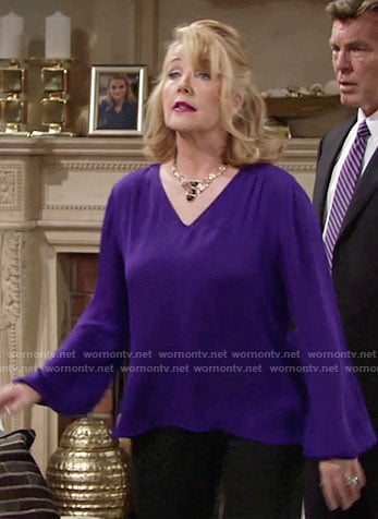 Nikki’s purple long sleeve top on The Young and the Restless