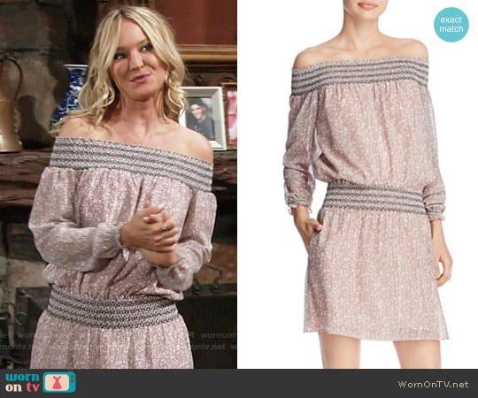 Rebecca Minkoff 'Cara' Off-The-Shoulder Mini Dress worn by Sharon Newman (Sharon Case) on The Young and the Restless