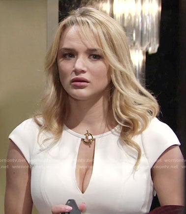 Summer’s white toggle neck dress on The Young and the Restless