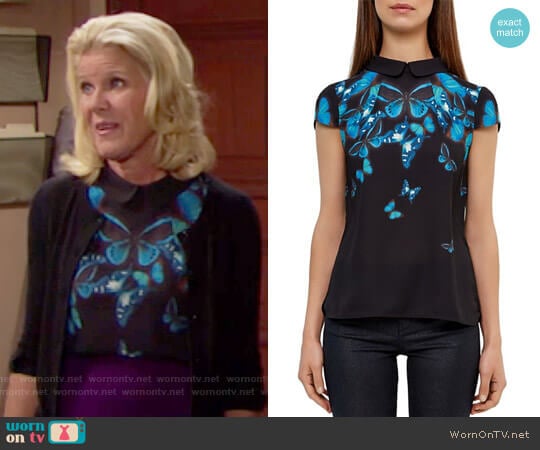 Ted Baker Nealie Butterfly Collective Top worn by Pamela Douglas (Alley Mills) on The Bold and the Beautiful