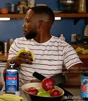 Winston's wave striped tee on New Girl