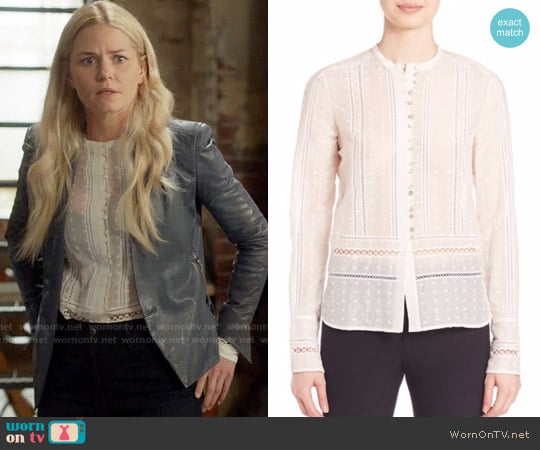 10 Crosby by Derek Lam Embroidered Silk Blend Top worn by Emma Swan (Jennifer Morrison) on Once Upon A Time