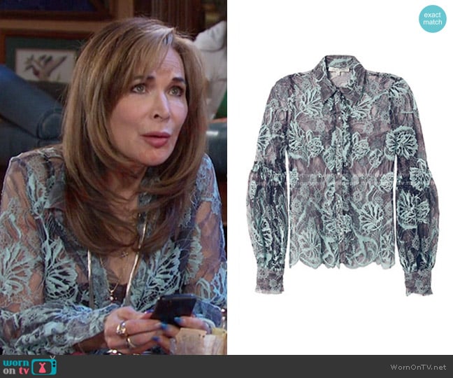 Alexis Julian Lace Blouse worn by Kate Roberts (Lauren Koslow) on Days of our Lives