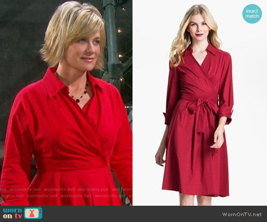 Donna Ricco Collared Fit & Flare Wrap Dress worn by Kayla Brady (Mary Beth Evans) on Days of our Lives