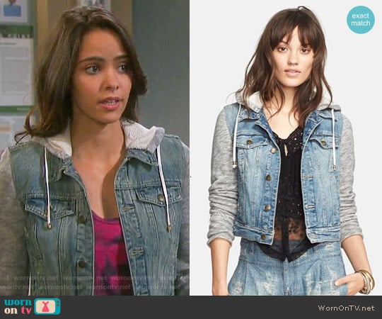 Free People Denim & Knit Jacket worn by Ciara Brady (Victoria Konefal) on Days of our Lives