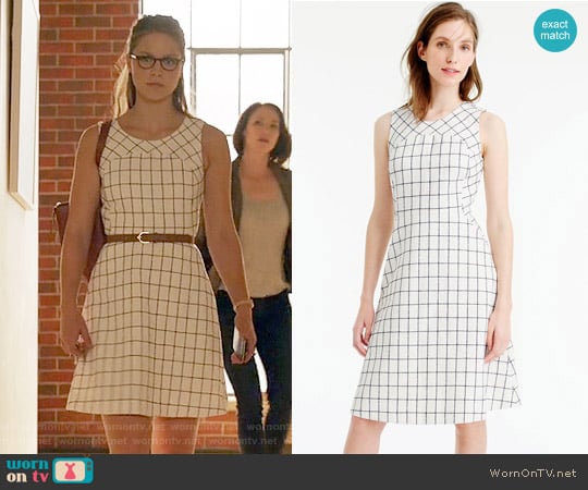 J. Crew Sleeveless A-Line Dress in Windowpane Tweed worn by Kara Danvers (Melissa Benoist) on Supergirl