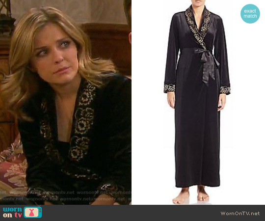 Jonquil Lace-Trimmed Velvet Robe worn by Theresa Donovan (Jen Lilley) on Days of our Lives