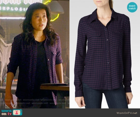 Paige 'Trudy' Shirt in Kinsley Velvet Plum / Dark Shadow worn by Happy Quinn (Jadyn Wong) on Scorpion