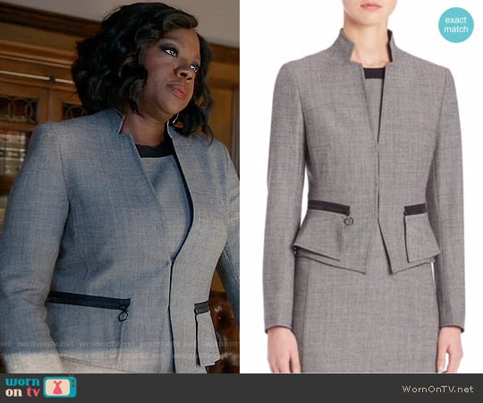 Akris Punto  Wool Peplum Jacket worn by Annalise Keating (Viola Davis) on How to Get Away with Murder