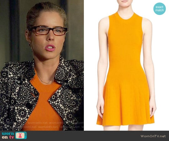 ALC 'Rory' Rib Knit Fit & Flare Dress worn by Felicity Smoak (Emily Bett Rickards) on Arrow