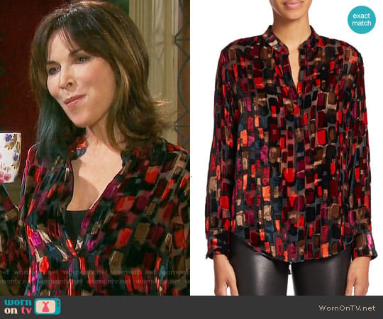 Alice + Olivia Eloise Blouse worn by Kate Roberts (Lauren Koslow) on Days of our Lives