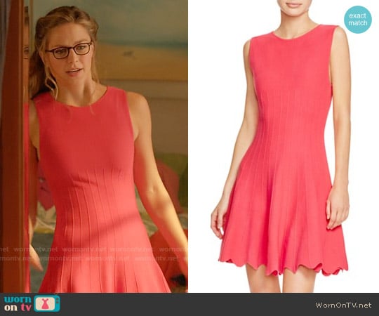 Alice + Olivia Paulie Dress in Magenta worn by Kara Danvers (Melissa Benoist) on Supergirl