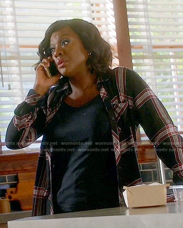 Annalise’s black and red plaid shirt on How to Get Away with Murder