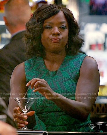 Annalise’s green chevron patterned dress on How to Get Away with Murder