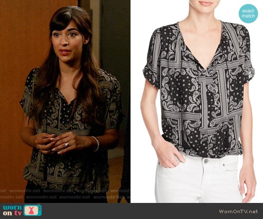 Aqua Bandana Print Top worn by Cece Parekh (Hannah Simone) on New Girl