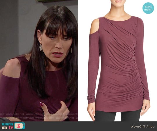 Bailey 44 Savy Cold Shoulder Top in Plum worn by Quinn Fuller (Rena Sofer) on The Bold and the Beautiful