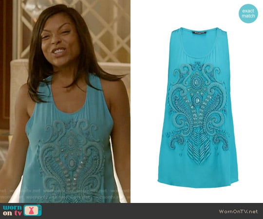 Balmain Embellished Silk-crepe Top worn by Cookie Lyon (Taraji P. Henson) on Empire