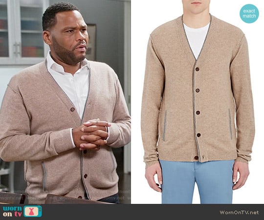 Barneys New York Cashmere V-Neck Cardigan worn by Andre Johnson (Anthony Anderson) on Black-ish