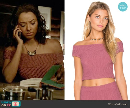 Bcbgeneration Off the Shoulder Crop Top worn by Bonnie Bennett (Kat Graham) on The Vampire Diaries