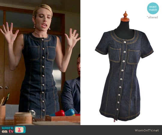 Chanel Denim One Piece Dress worn by Chanel Oberlin (Emma Roberts) on Scream Queens