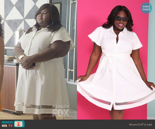 Christian Siriano for Lane Bryant White Shirtdress worn by Becky (Gabourey Sidibe) on Empire