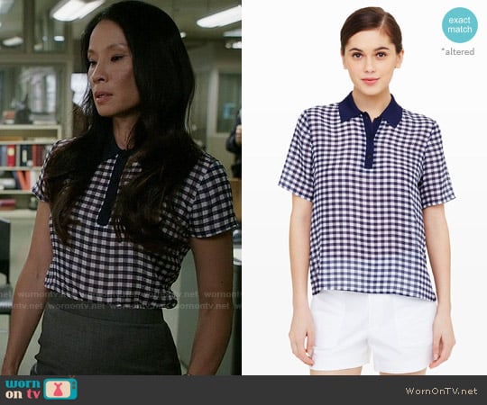 Club Monaco Landree Silk Top worn by Joan Watson (Lucy Liu) on Elementary