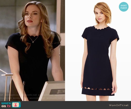 Club Monaco Milancey Dress in Navy worn by Caitlin Snow (Danielle Panabaker) on The Flash