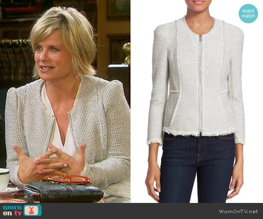 Rebecca Taylor Collarless Stretch Tweed Jacket worn by Kayla Brady (Mary Beth Evans) on Days of our Lives