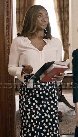 Daisy's polka dot skirt on Madam Secretary