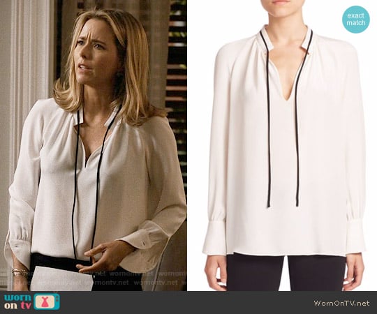 Derek Lam Long-Sleeve Tie-Neck Silk Blouse worn by Elizabeth McCord (Téa Leoni) on Madam Secretary