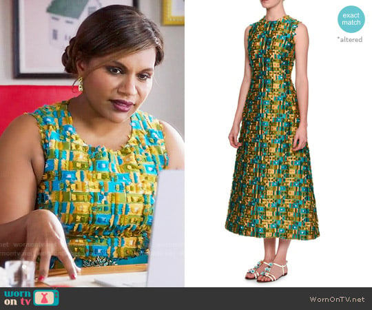 Dolce & Gabbana Sleeveless Raw-Edge Midi Dress worn by Mindy Lahiri (Mindy Kaling) on The Mindy Project