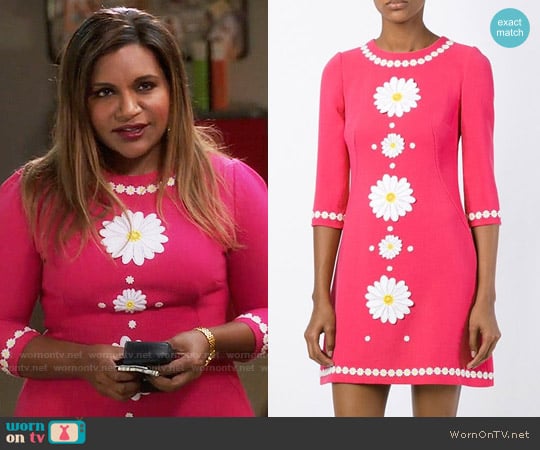 Dolce & Gabbana Daisy Embroidered Dress worn by Mindy Lahiri (Mindy Kaling) on The Mindy Project