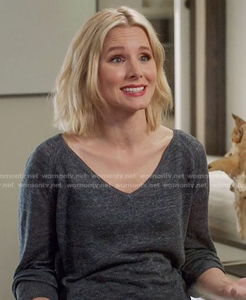 Eleanor’s grey v-neck sweater on The Good Place