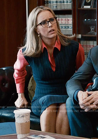 Elizabeth’s pinstriped dress on Madam Secretary