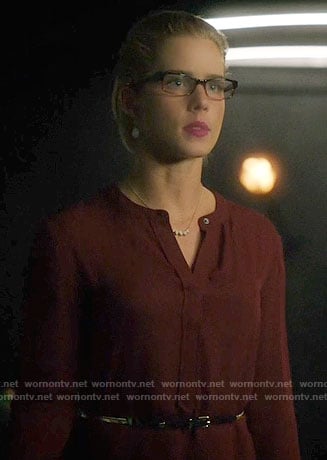 Felicity’s burgundy dress on Arrow