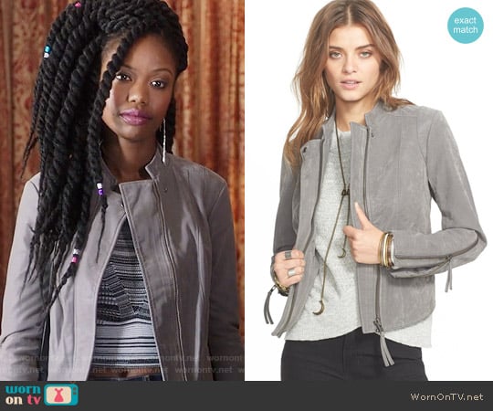 Free People Faux Leather Jacket worn by Tamra (Xosha Roquemore) on The Mindy Project